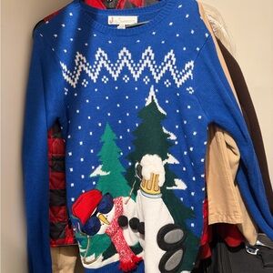 Festive Blue Penguin Sweater